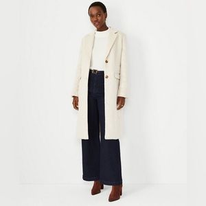 Ann Taylor Chesterfield Coat Slight Faux Fur Texture 600262